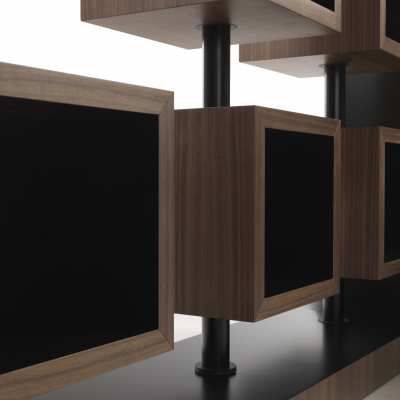 design bookcase curvy turning element detail top center lined-up