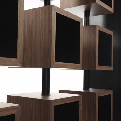 design bookcase curvy turning element detail top center