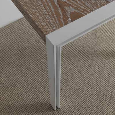 tavolo design skinny piano rovere nodi decappato - struttura bianca